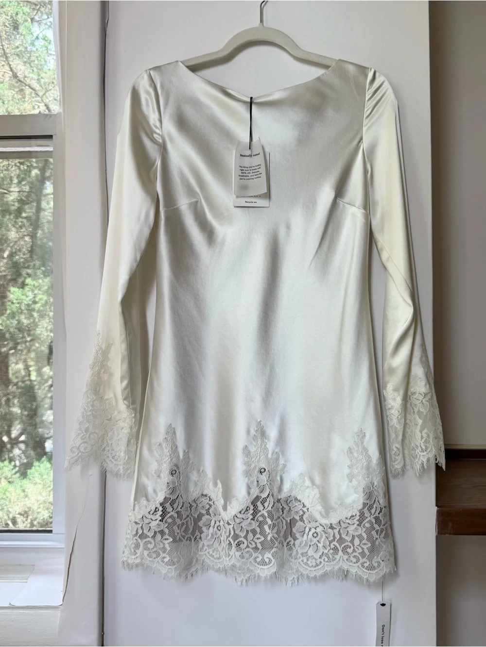 NWT Reformation Blanche Silk Long-Sleeve Mini Dress Ivory Bridal Small - Picture 5 of 16